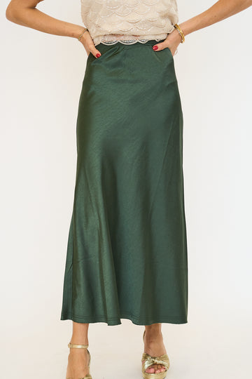 Mermaid Fit Long Satin Skirt