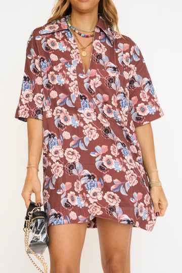Angie Floral Twill Shift Dress