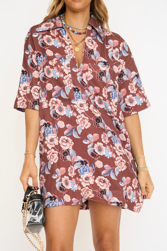 Angie Floral Twill Shift Dress