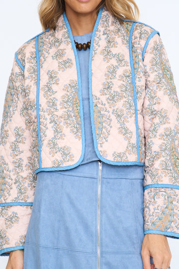 Adalynn Cotton Quilted Open Front Jacket