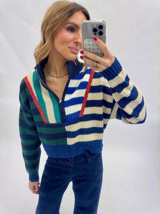 Colorburst Half Zip Collared Sweater