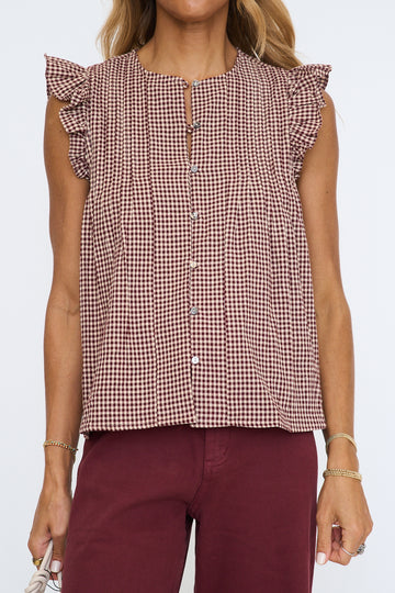 Clara Ruffle Sleeve Gingham Top