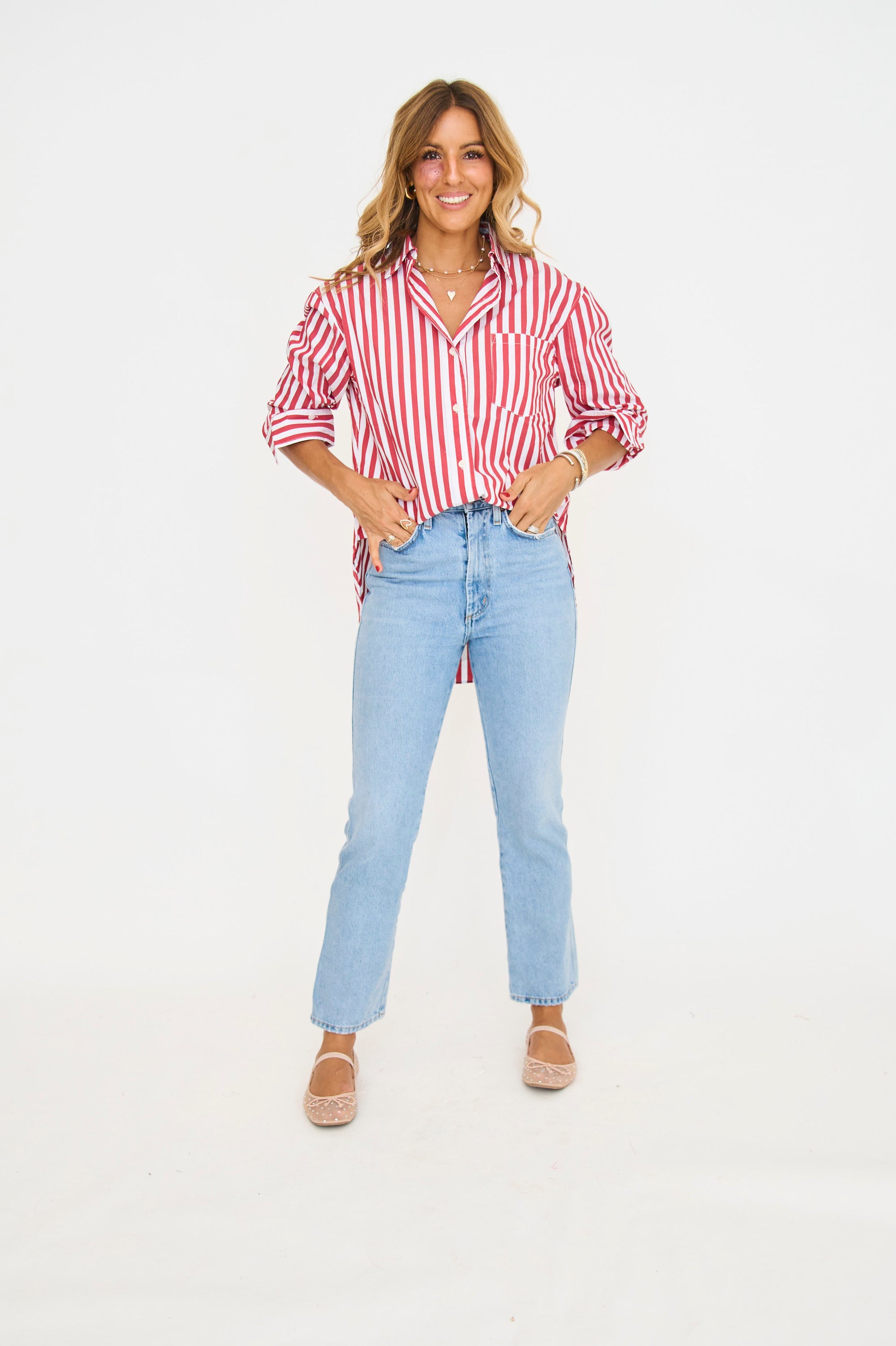 Red Striped Button Down