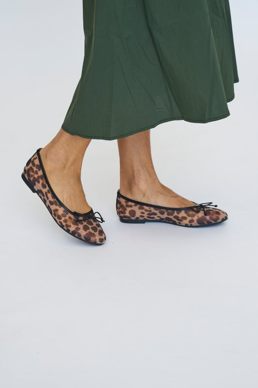 Mesh Leopard Printed Ballet Flats