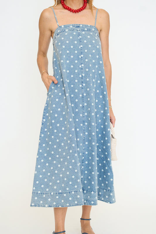 Denim A-line Midi Dress