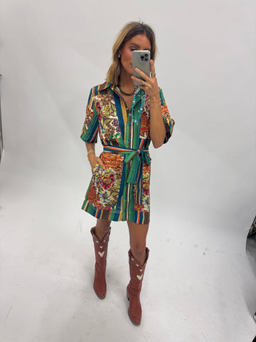 Patchwork Snap Front Dress