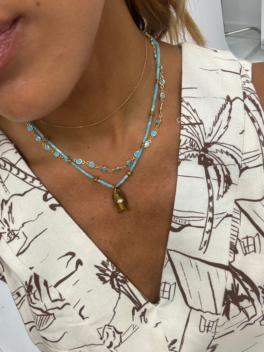 Turquoise Bezel Necklace