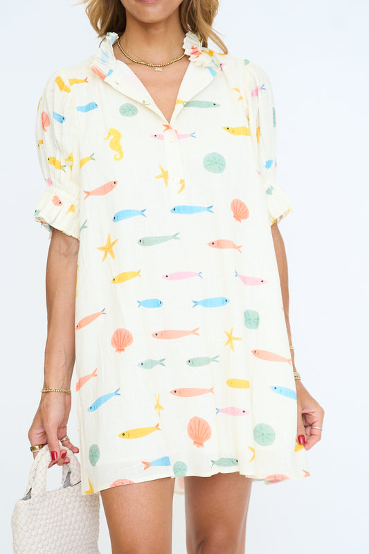 Multi Fish Pleat Back Dress