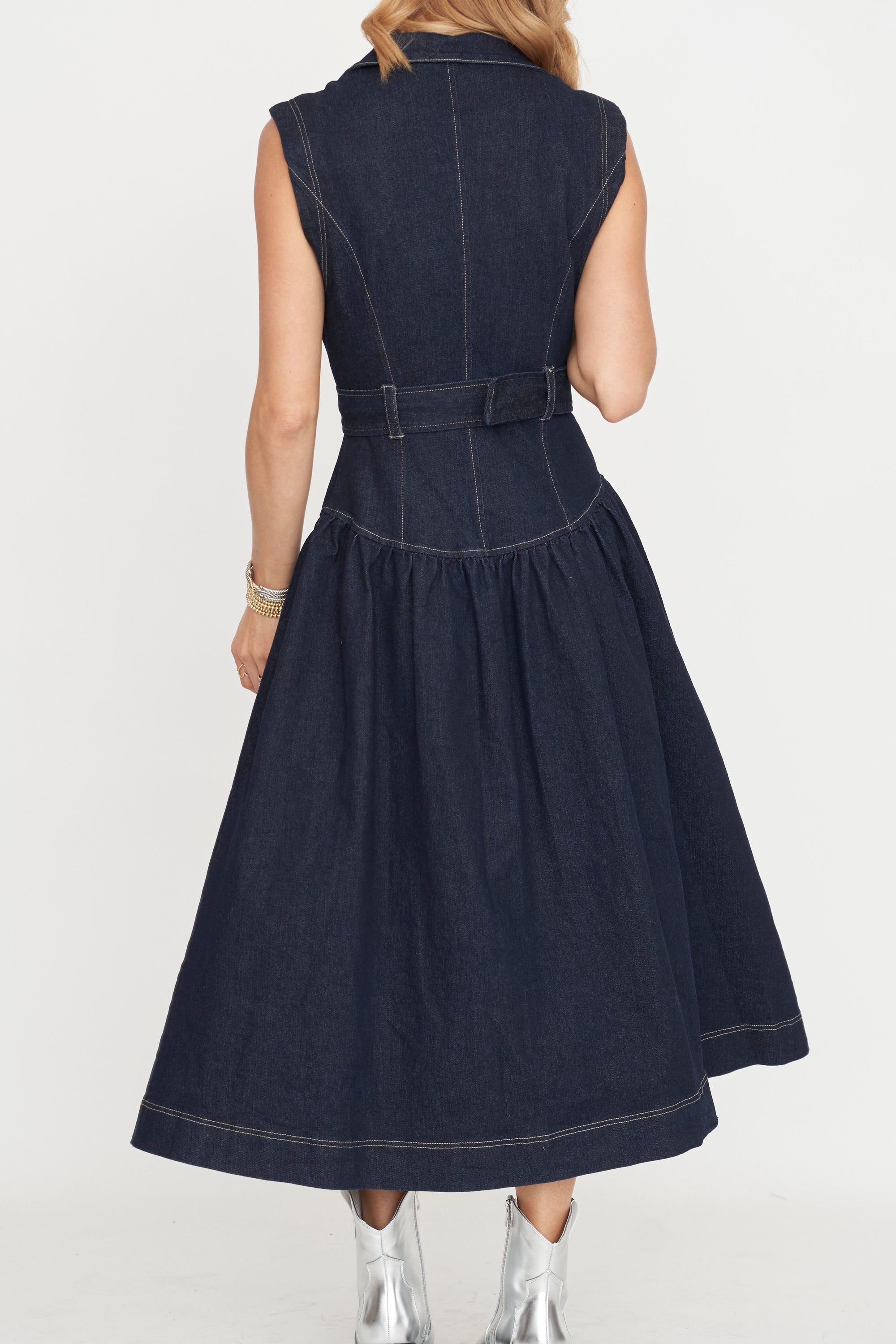 Dark Indigo Denim Midi Dress