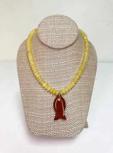 Beaded Coastal Fish Pendant Necklace
