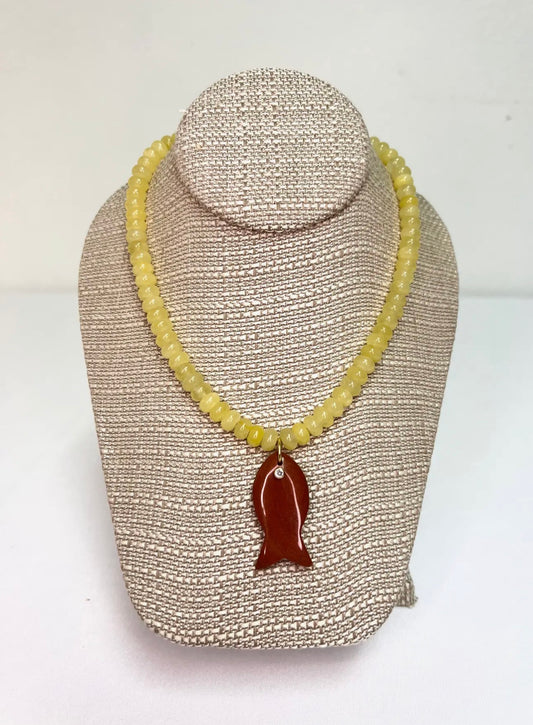 Beaded Coastal Fish Pendant Necklace
