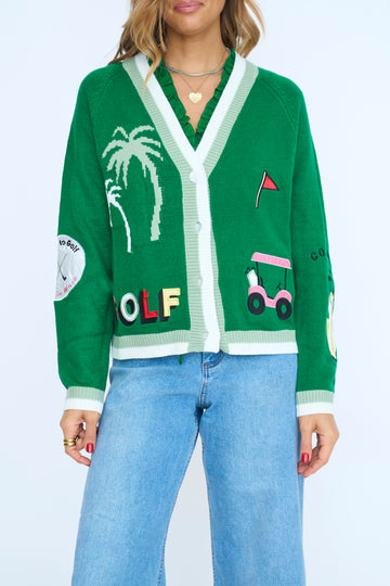Golf Embroidered Patch Cardigan