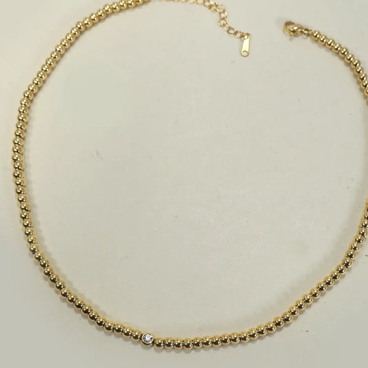 18k Stainless Steel Beaded Necklace