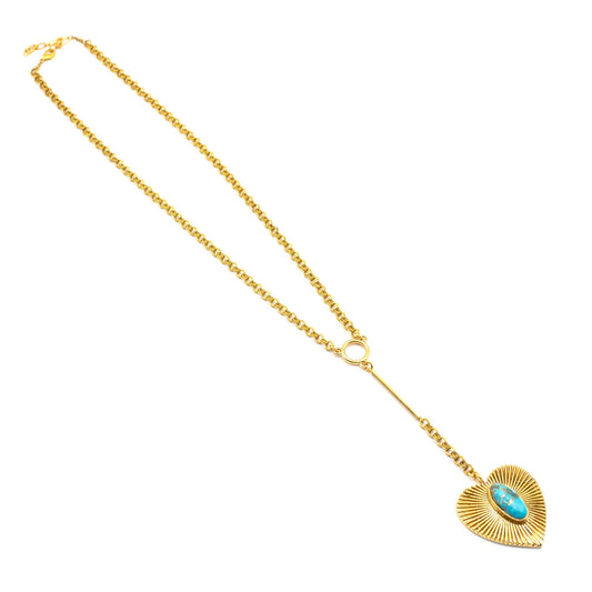 Brass Turquoise Heart Necklace