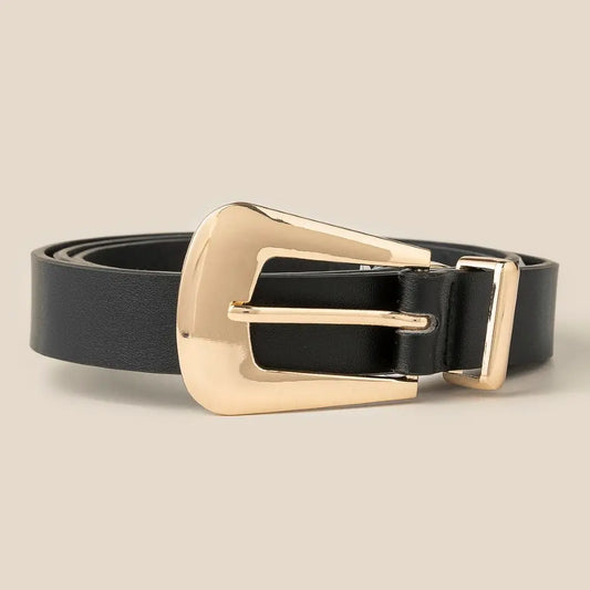 Bulky Buckle Vegan Leather Belt