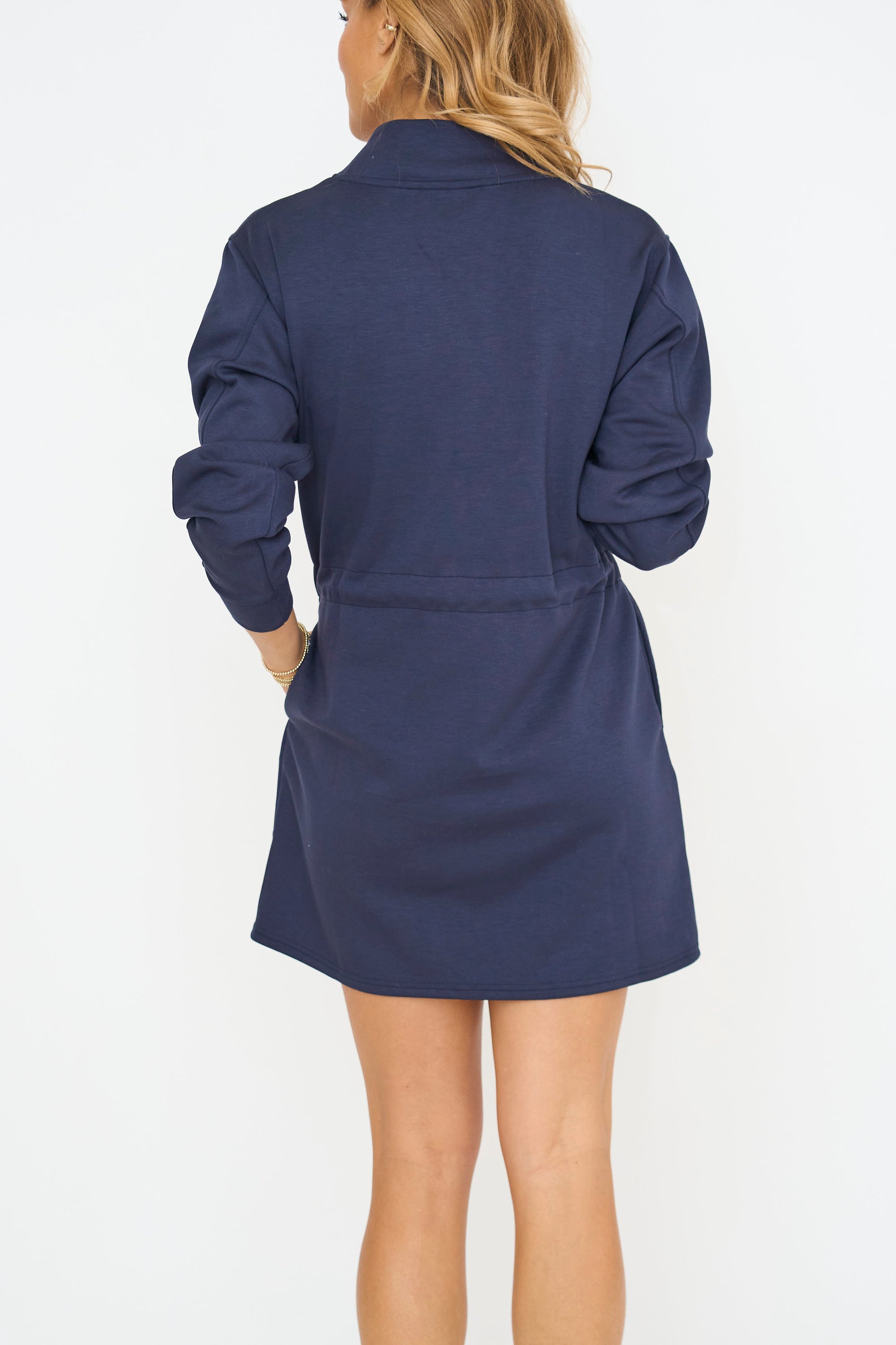 Drawstring Long Sleeve Athleisure Dress