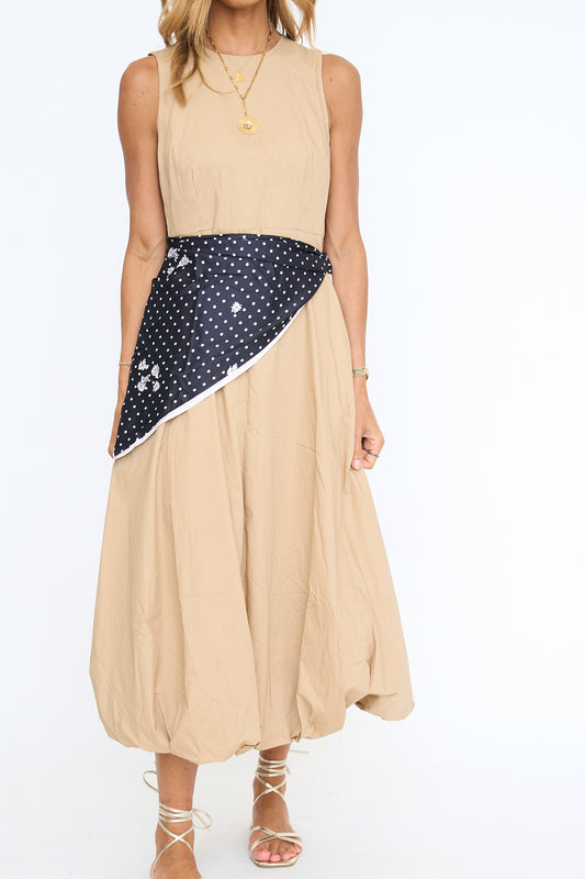 Scarf Waist Bubble Hem Dress