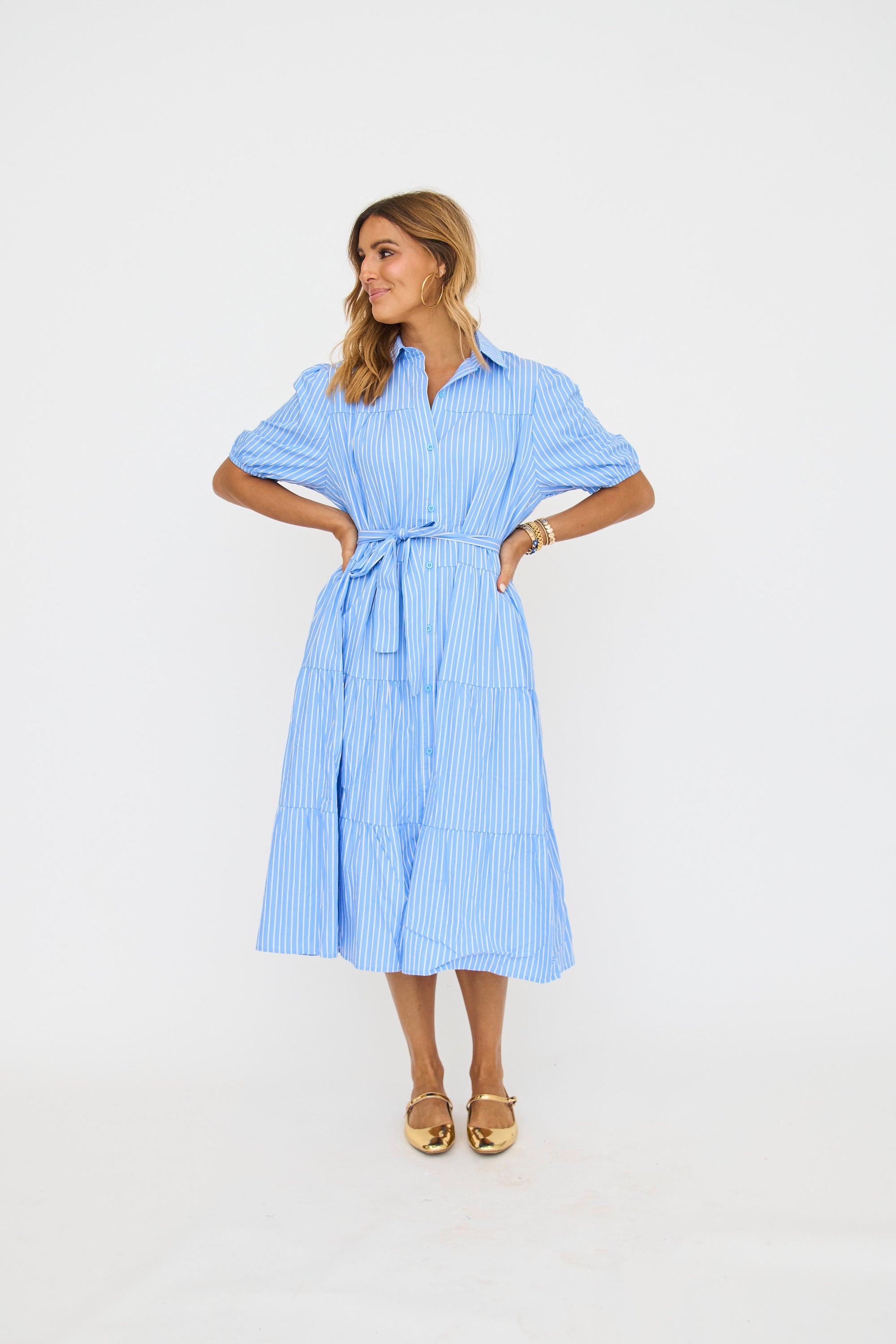 Audrey Pinstripe Shirt Dress