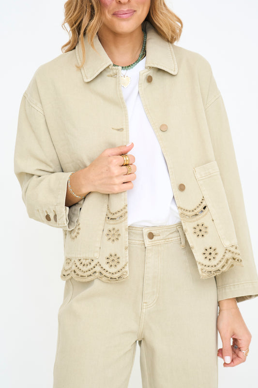 Washed Olive Eyelet Jacket
