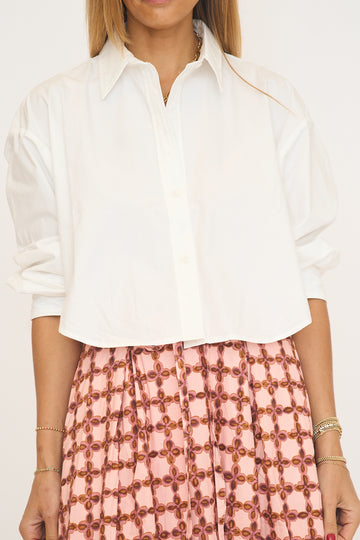 Cropped White Button Down Shirt