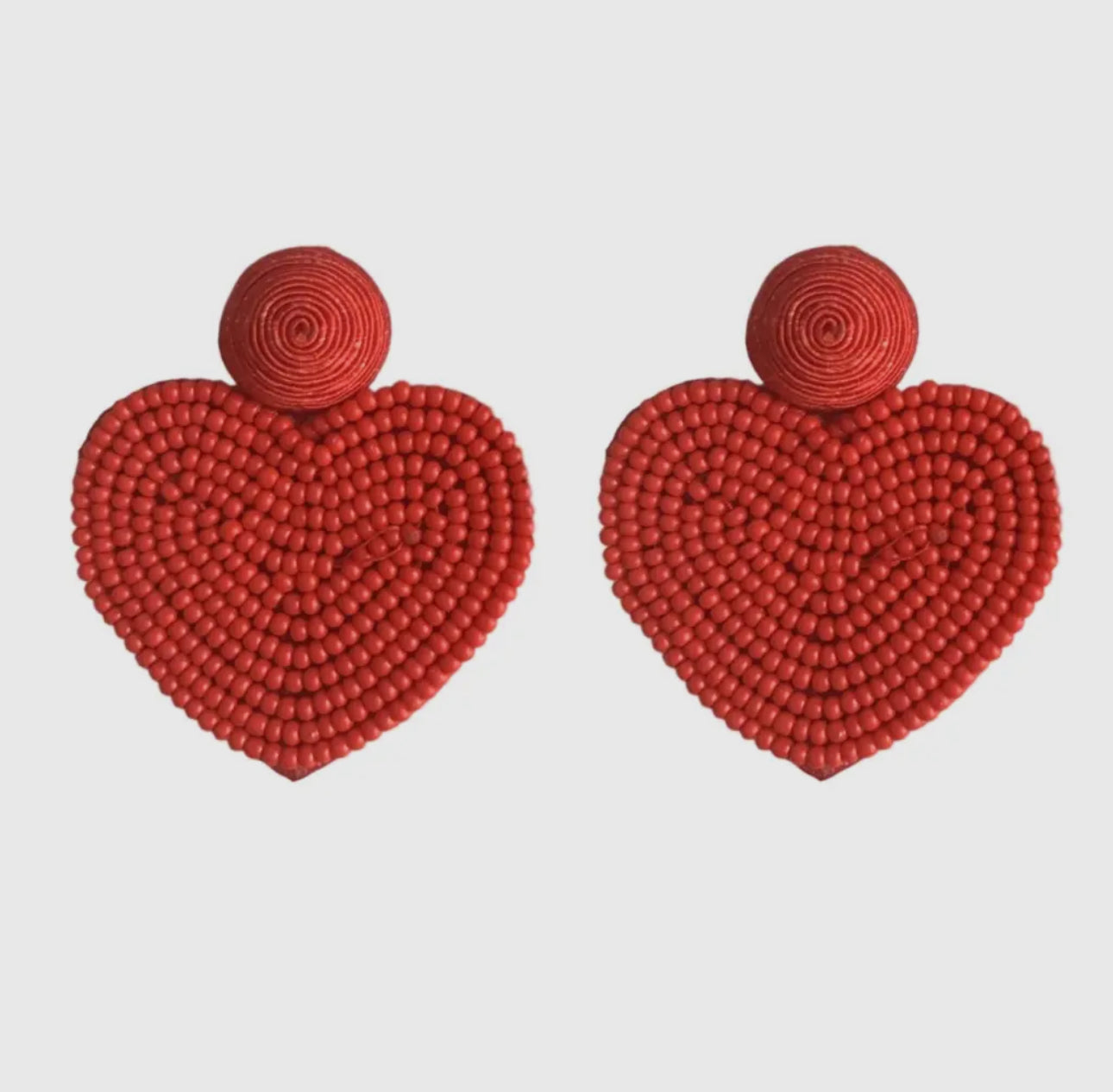 Beaded Heart Statement Earrings