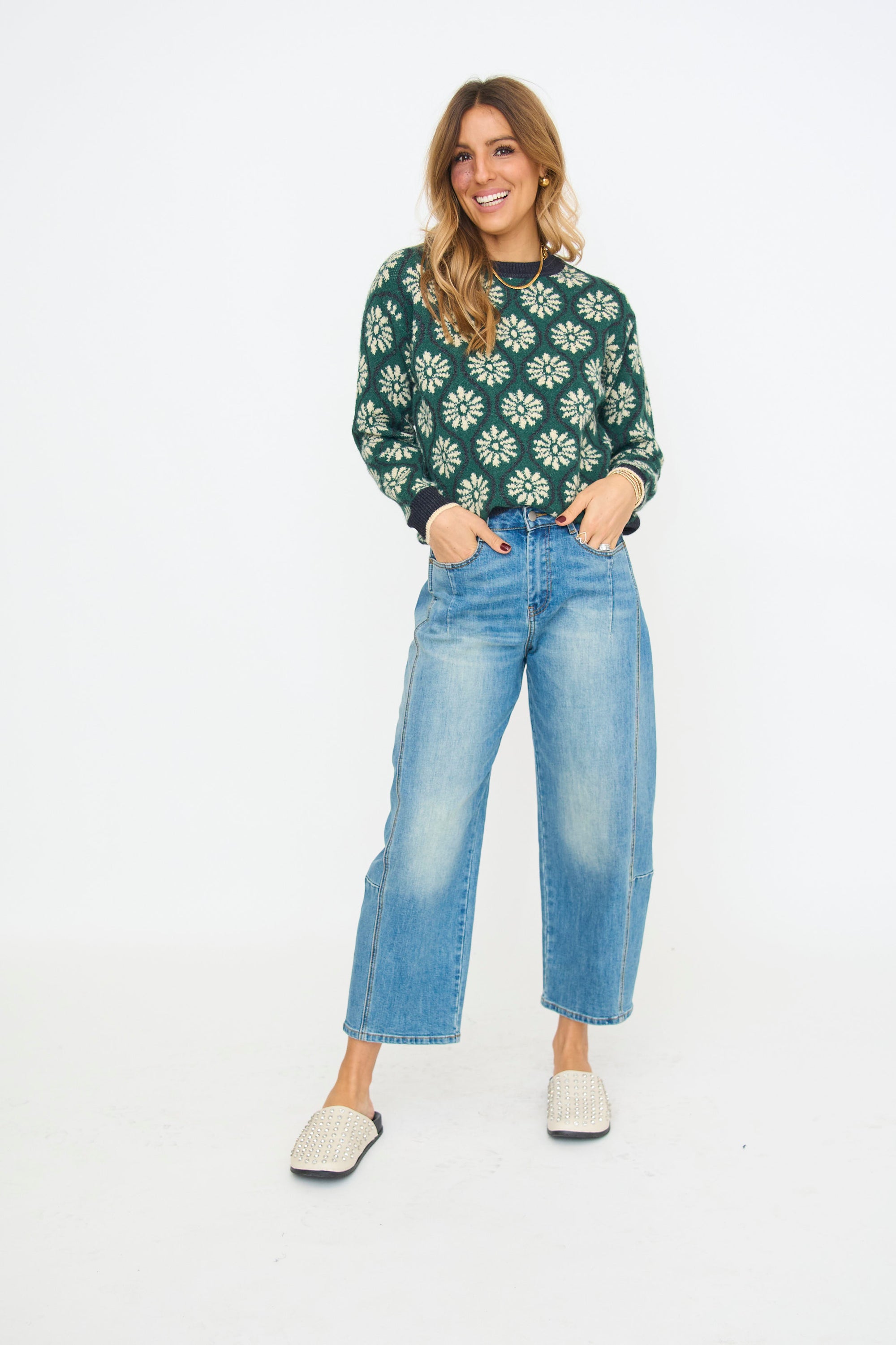 Geo Floral Pullover Sweater