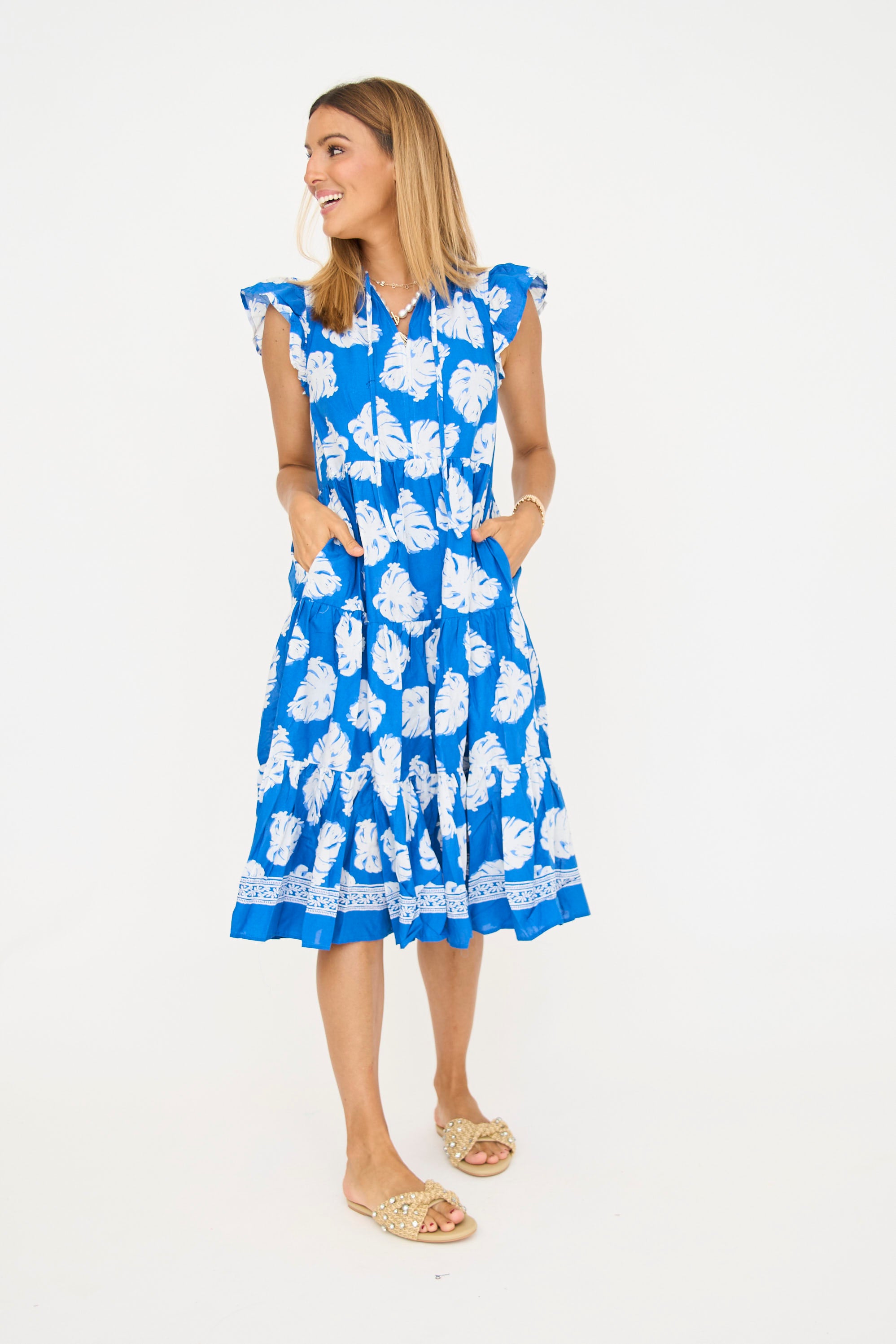 Griffin Palm Print Midi Dress