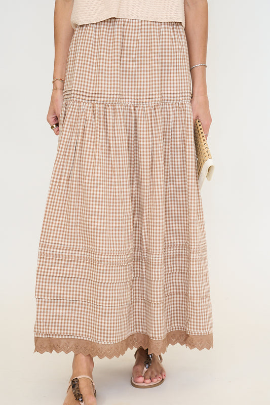 Gingham Tier Maxi Skirt