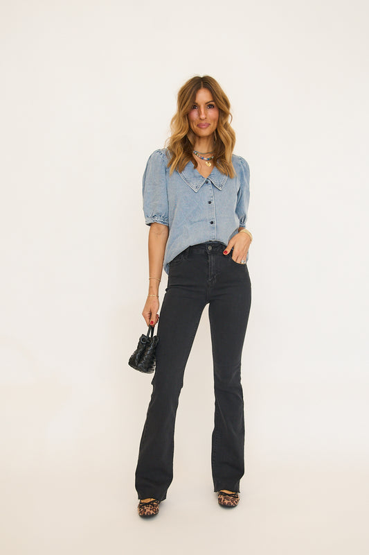 Jet Black Happi High Rise Flare Jeans