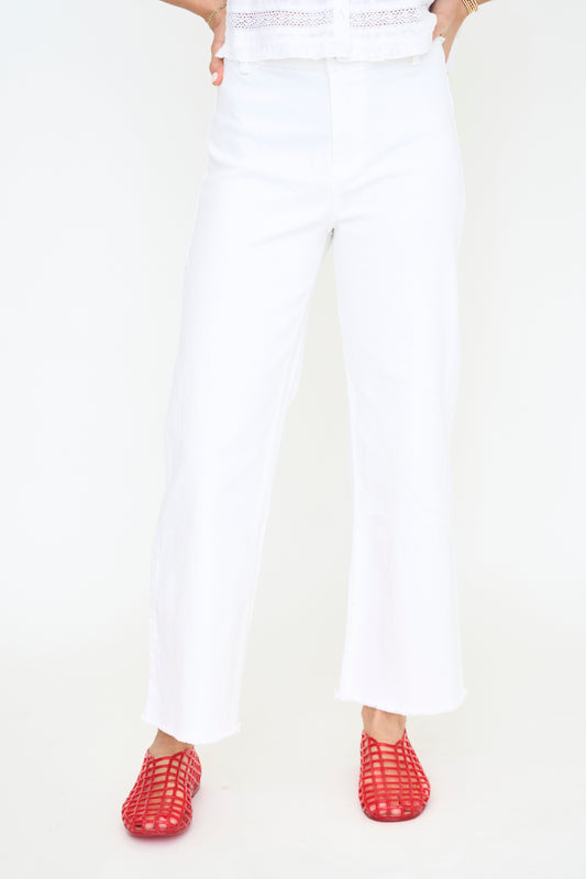 Clear Eyes Wide Leg Denim Pants - White