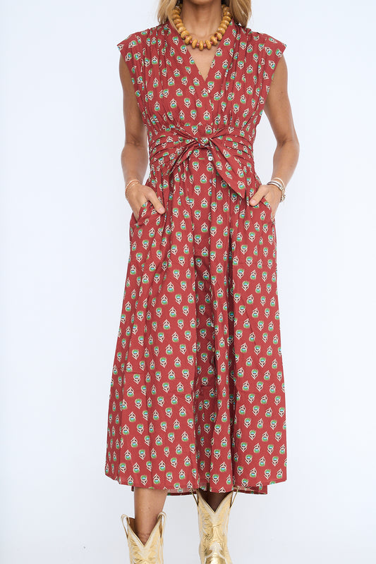 Penny Block Print Midi Dress