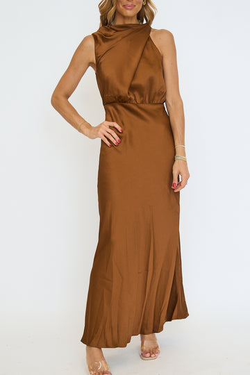 Kate Cowl Drape Asymmetrical Maxi Dress