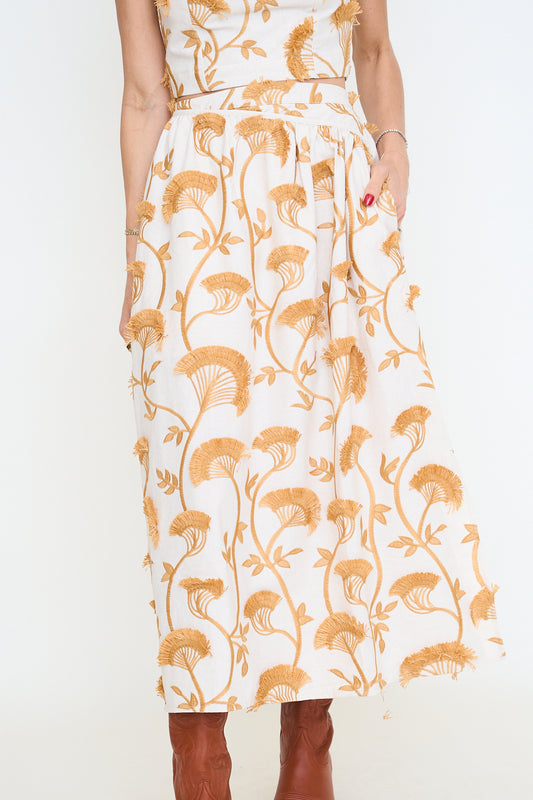 3D Fringe Midi Skirt