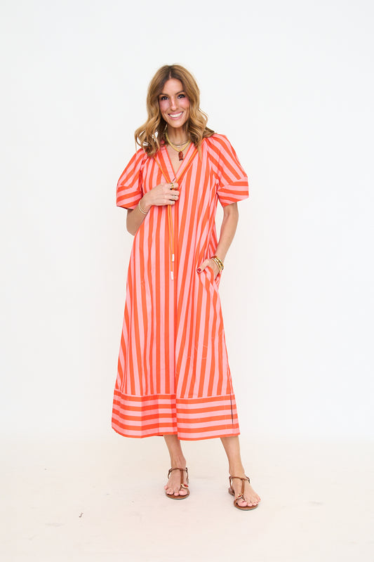 Cabana Stripe V-Neck Maxi Dress