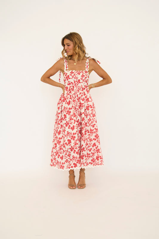 De La Luna Red Midi Dress