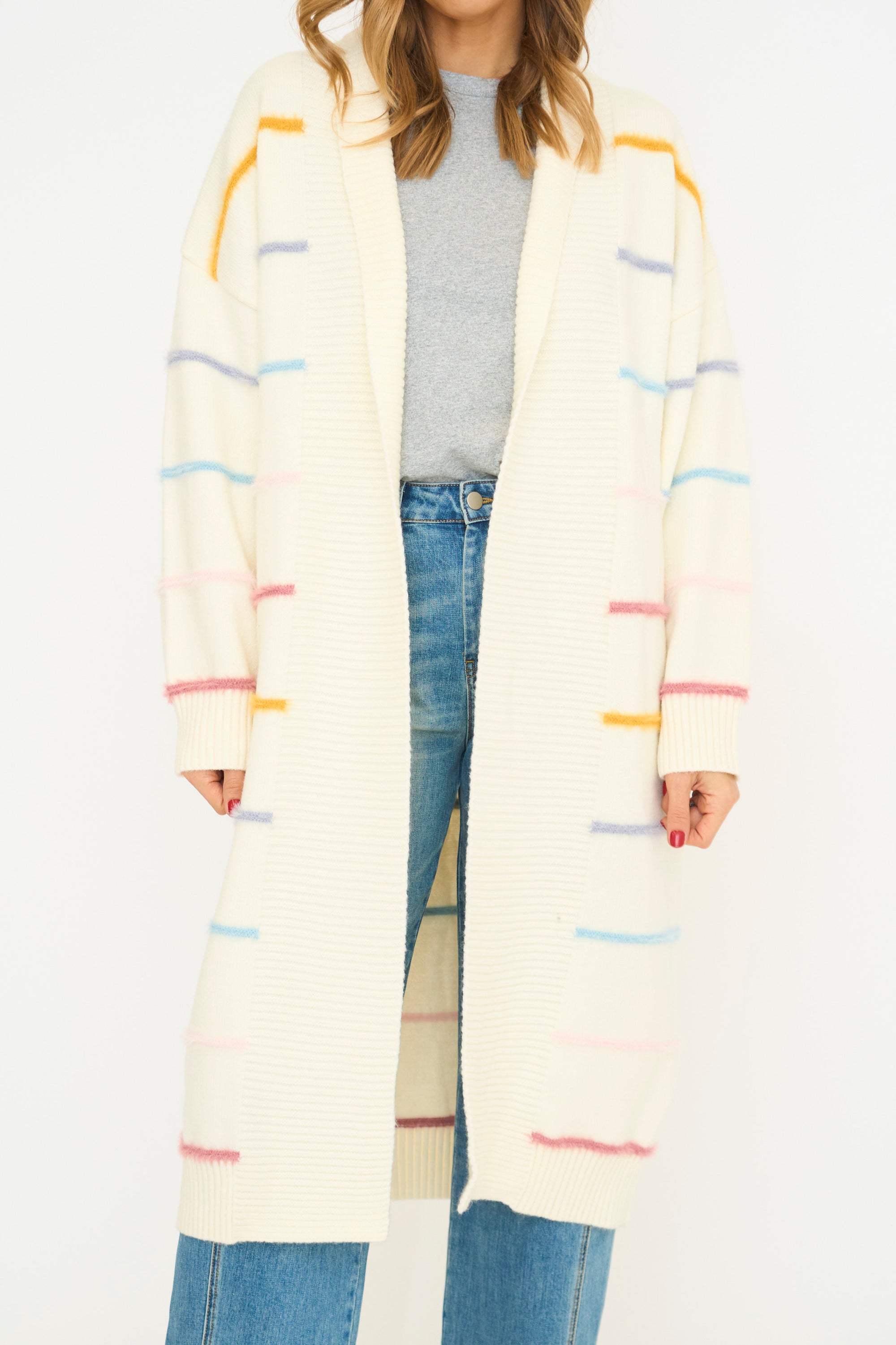 Rainbow Stripe Long Cardigan