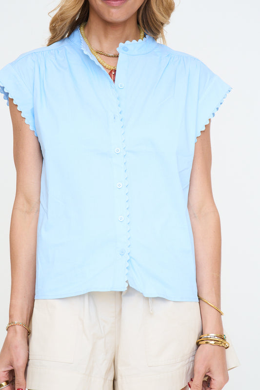 Scallop Trim Cap Sleeve Top