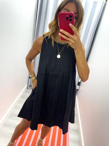 Hayden Pleated Detail Sleeveless Dress