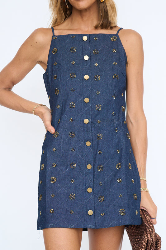 Danika Denim Embellished Dress