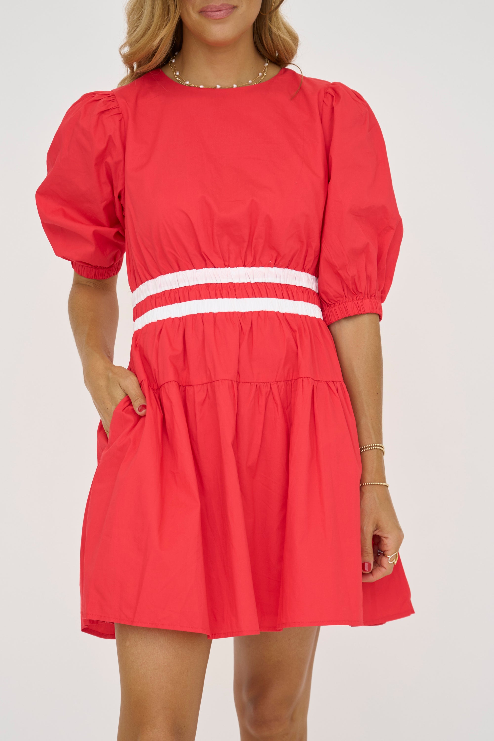 Red/White Colorblock Mini Dress