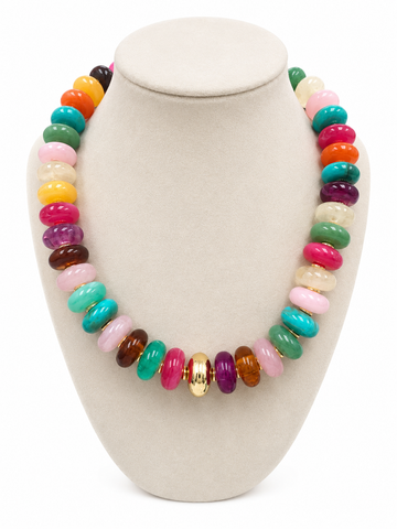 Rainbow Boho Chunky Beaded Necklace