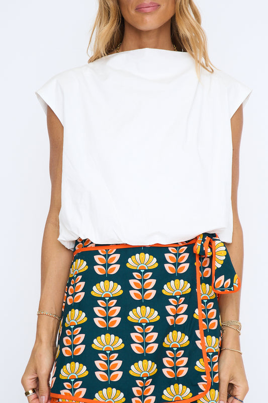 Bubble Hem Cap Sleeve Top