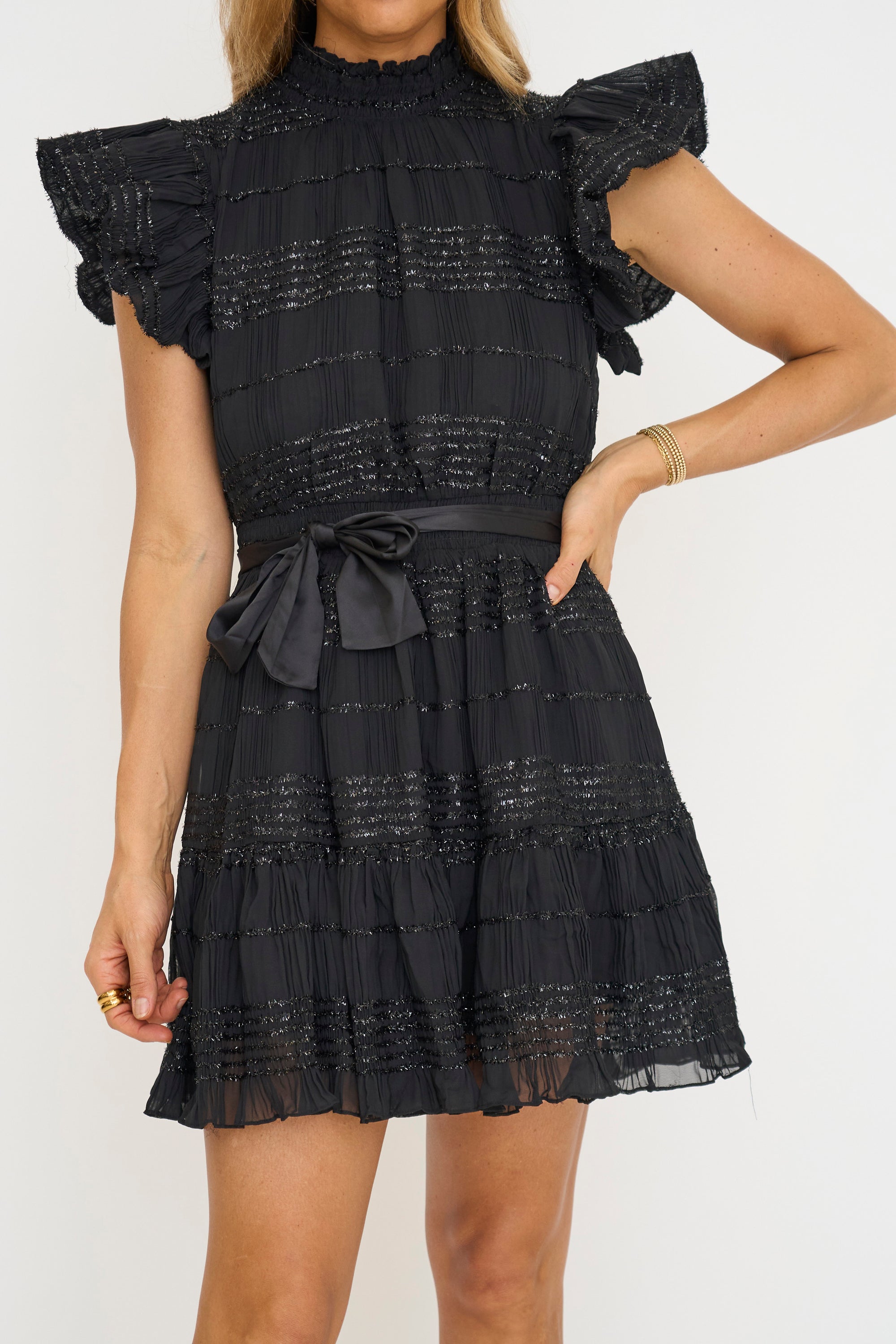 Chiffon Belted Mini Dress