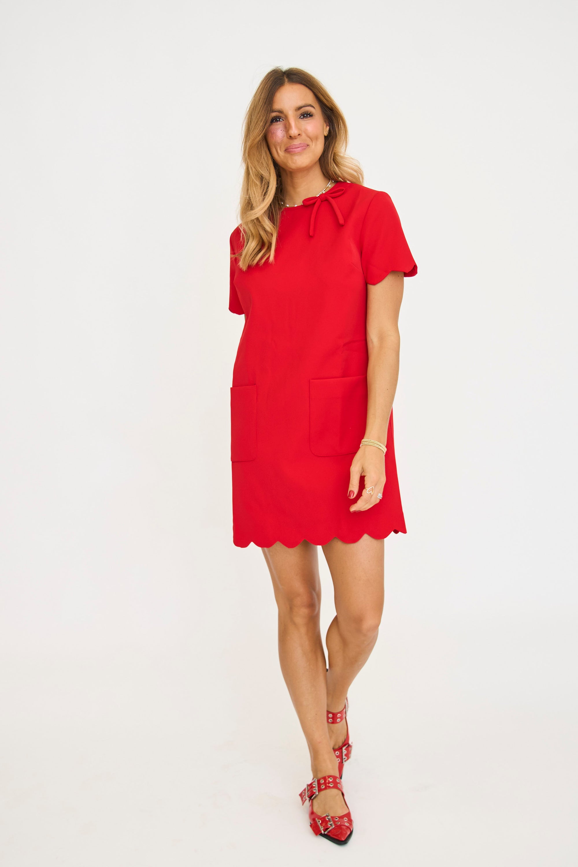 Scallop Red Mini Dress