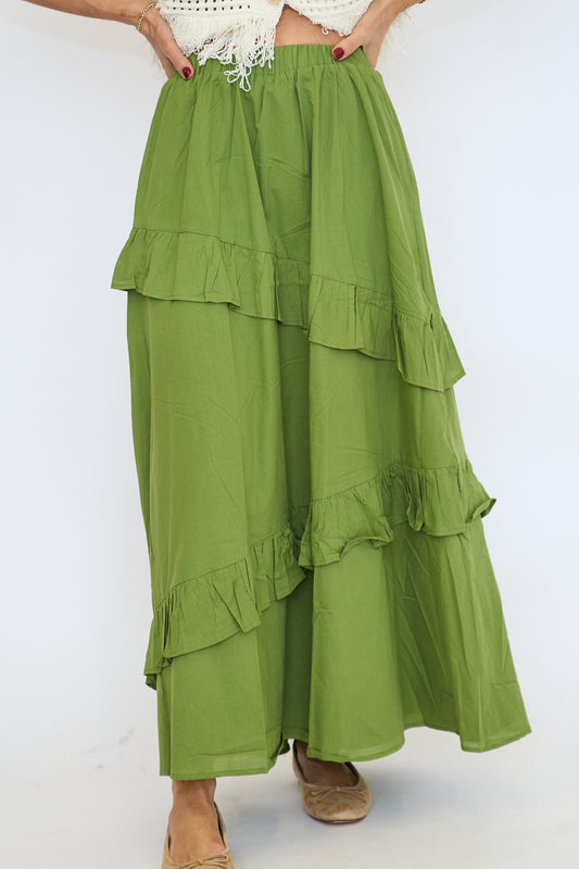 Himan Ruffle Midi Skirt