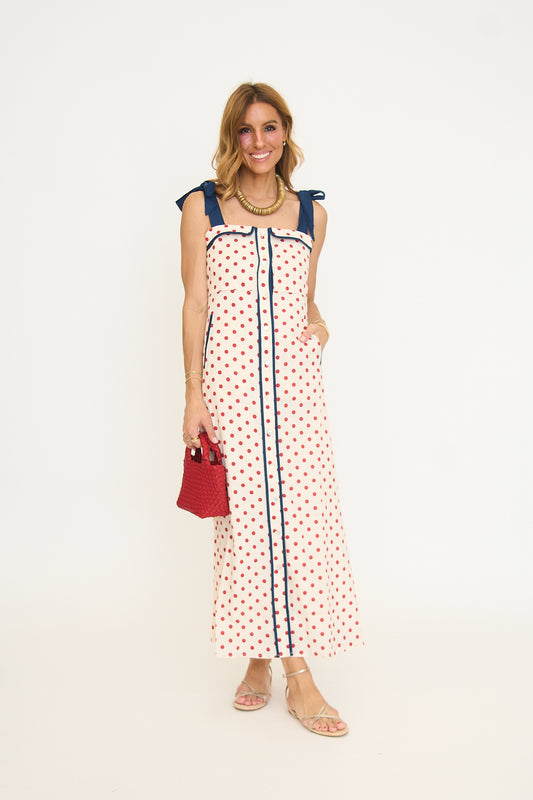 Polkadot Dress with Shoulder Strap Tie