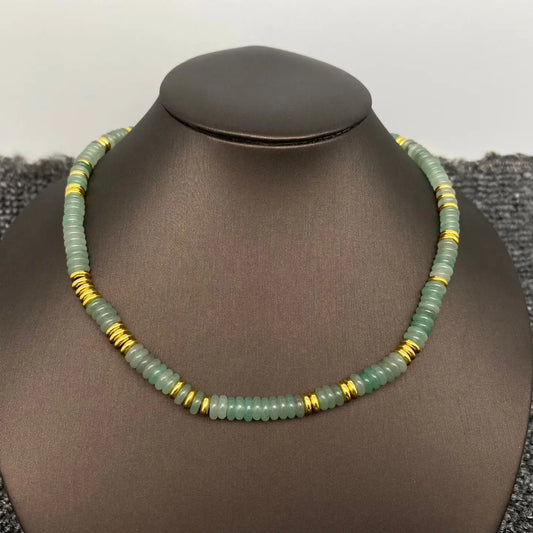 Stone & 18K Gold Plated Steel Beaded Necklace