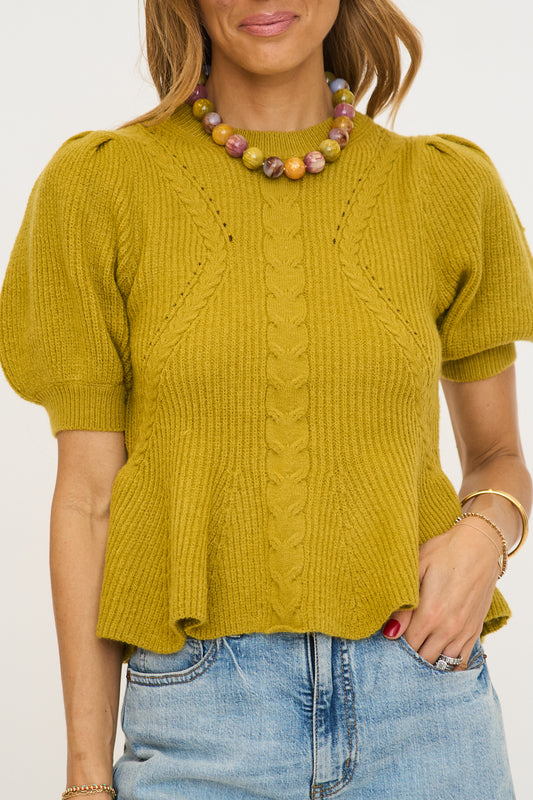 Chartreuse Peplum Sweater