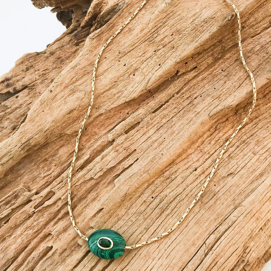 Oval Gemstone Bead on Petite Rope Necklace