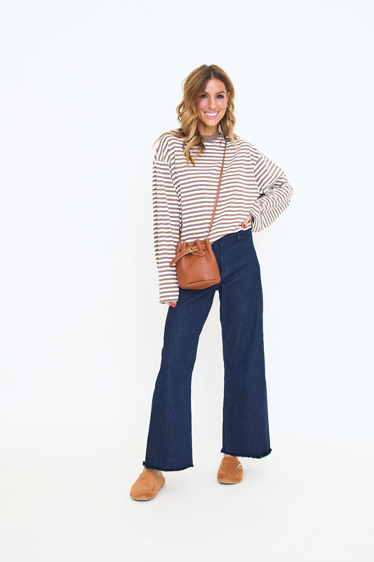 Camel Crossbody Bucket Bag